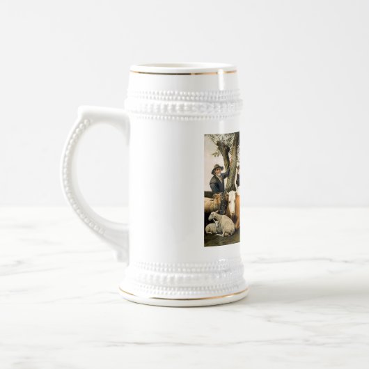 Bauer mit Kühen und Schafen Bierglas (Links)
