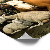 Bauer mit Kühen und Schafen Poster (Ecke)