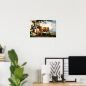 Bauer mit Kühen und Schafen Poster (Heimbüro)