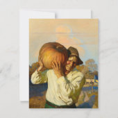 Bauer mit Pumpkin von Newell Convers Wyeth Mitteilungskarte (Vorderseite)