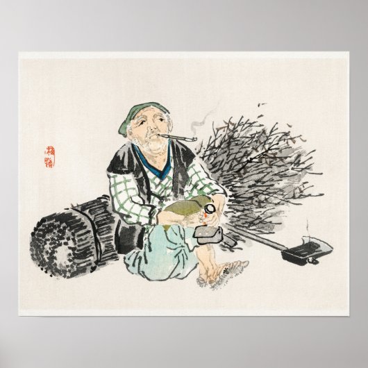 Bauer mit Zweigstellen von Kōno Bairei Poster (Vorne)