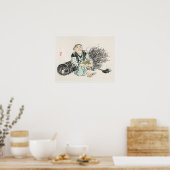 Bauer mit Zweigstellen von Kōno Bairei Poster (Küche)