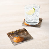 Bauer-Museum Kürbis in Scheune mit Heuballen Rechteckiger Pappuntersetzer (Vor Ort)