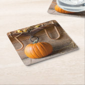 Bauer-Museum Kürbis in Scheune mit Heuballen Rechteckiger Pappuntersetzer (angewinkelt)