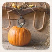 Bauer-Museum Kürbis in Scheune mit Heuballen Rechteckiger Pappuntersetzer (Vorderseite)