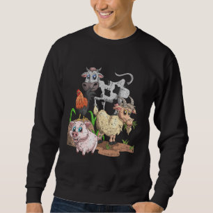 Bauer Niedlich Kinder Schweinegrinke Hühnerkuh Kuh Sweatshirt