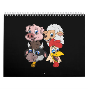 Bauer Niedliches Schweinefleisch Hühnergeschenk Kalender