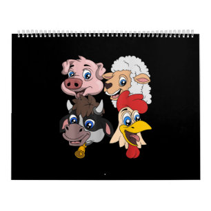 Bauer Niedliches Schweinefleisch Hühnergeschenk Kalender