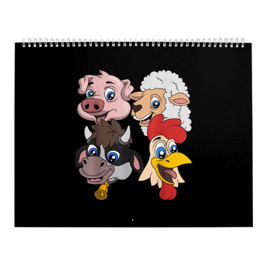 Bauer Niedliches Schweinefleisch Hühnergeschenk Kalender (Titelbild)