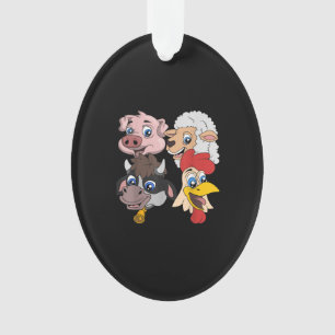 Bauer Niedliches Schweinefleisch Hühnergeschenk Ornament