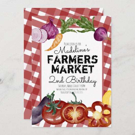 Bauer Obst und Gemüse Geburtstag Einladung (Vorne/Hinten)