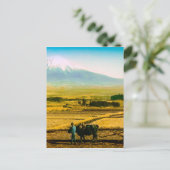 Bauer Oxen Pflüglerfeld im Schatten des Fuji Postkarte (Stehend Vorderseite)
