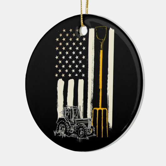 Bauer Patriot American Flag Tractor Rancher Keramik Ornament (Links)