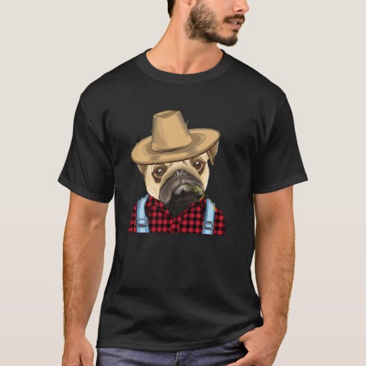Bauer-Pug-Bauernhofhund T-Shirt (Vorderseite)
