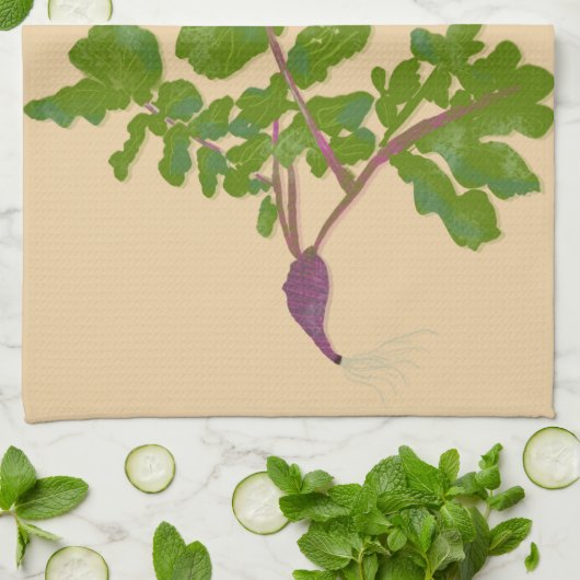 Bauer Radish Turnips Pflanze Gartenarbeit Geschirrtuch (Gefaltet)