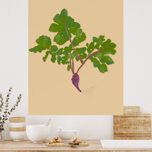 Bauer Radish Turnips Pflanze Gartenarbeit Poster (Küche)