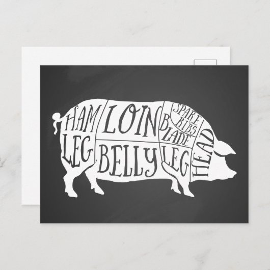 Bauer Schweinefleisch Fleischteilstücke Fleisch vo Postkarte (Vorne/Hinten)