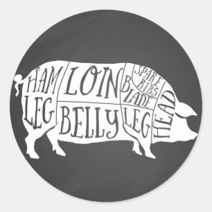 Bauer Schweineschlachtfleisch Teilstücke Kleinhal Runder Aufkleber