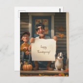 Bauer, sein Sohn und der Familienhund Postkarte (Vorne/Hinten)