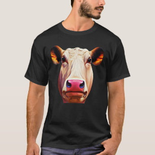 Bauer Tier Grafik Kopf Abdruck Motiv mit Kuh T-Shirt