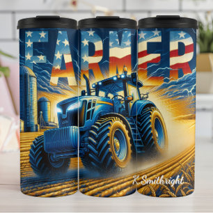 Bauer Tractor American Flag Field Thermosbecher