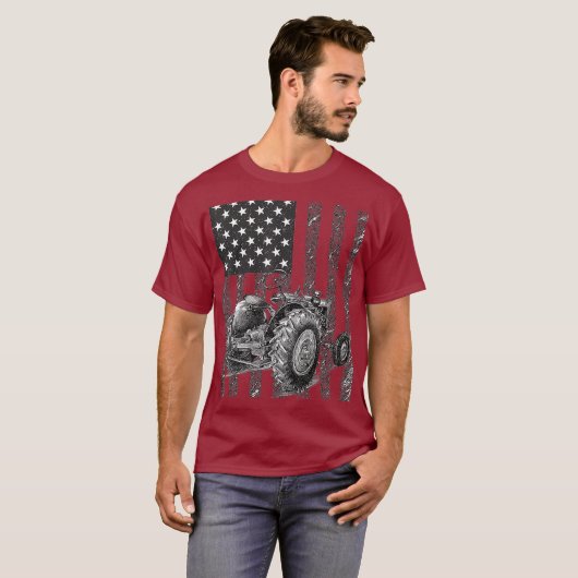 Bauer Tractor American Flag Patriotic Farm T-Shirt (Vorne ganz)