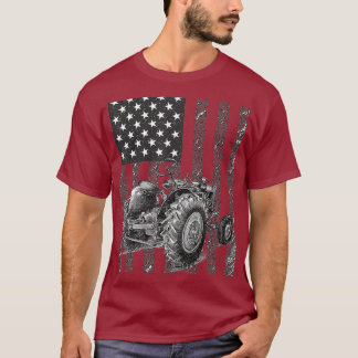 Bauer Tractor American Flag Patriotic Farm T-Shirt