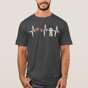 Bauer Tractor Border Collie Heartbeat Dog Lover T-Shirt