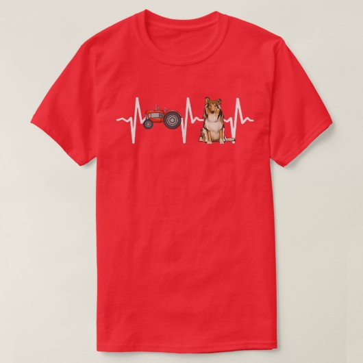 Bauer Tractor Collie Heartbeat Dog Lover T-Shirt (Design vorne)