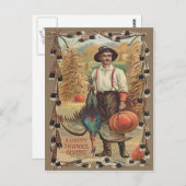 Bauer Türkei Pumpkin Corn Shock Feathers Postkarte (Vorne/Hinten)