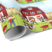 Bauer und Scheune Geschenkpapier (Rolleneckpunkt)