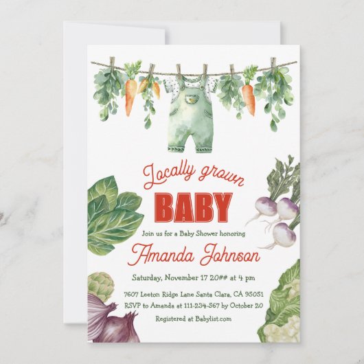 Bauer vermarkten Bio Kinderdusche Einladung (Vorderseite)