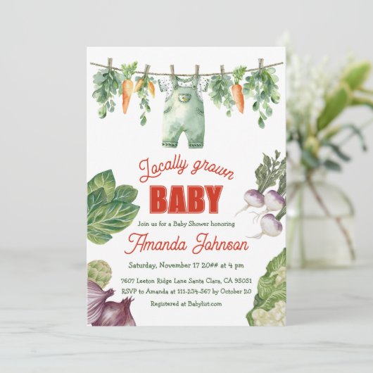 Bauer vermarkten Bio Kinderdusche Einladung (Stehend Vorderseite)