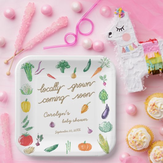 Bauer vermarkten eine bunte Gemüsedusche Pappteller (Party)