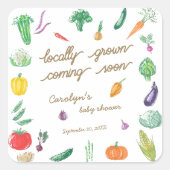 Bauer vermarkten eine bunte Gemüsedusche Quadratischer Aufkleber (Vorderseite)