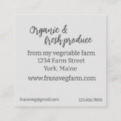 Bauer vermarkten grüne Erbsen Quadratische Visitenkarte (Rückseite)