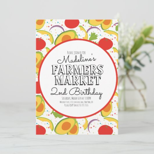 Bauer vermarkten Karotten Gemüse Muster Einladung (Stehend Vorderseite)