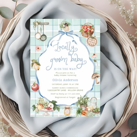 Bauer vermarkten lokale Grown Boy Baby Shower Einladung