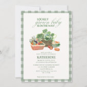 Bauer vermarkten vor Ort angebaute grüne Babydusch Einladung (Vorderseite)