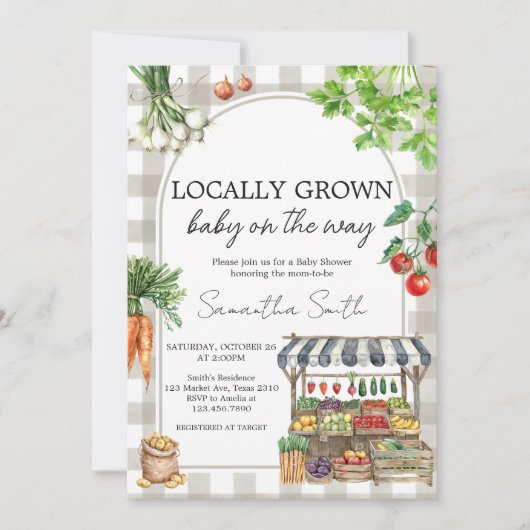 Bauer vermarkten vor Ort gebaute Kinderdusche Einladung (Vorderseite)