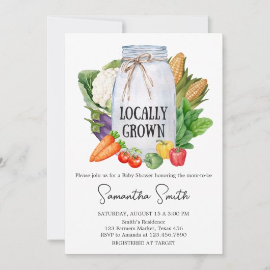 Bauer vermarkten vor Ort gebaute Kinderdusche Einladung (Vorderseite)