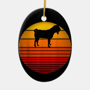 Bauer Vintag Retro Sunset Funny Farm Animal Going Keramik Ornament