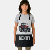 Bauer von roten Traktoren für landwirtschaftliche  Schürze (Insitu)