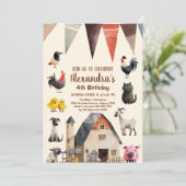 Bauer von Tierkindern Geburtstagspartei Einladung (Stehend Vorderseite)