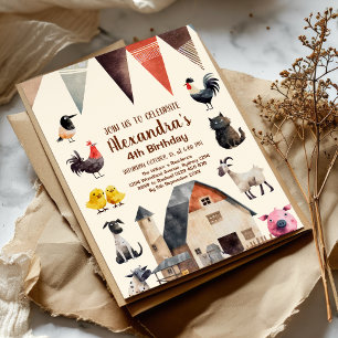 Bauer von Tierkindern Geburtstagspartei Einladung