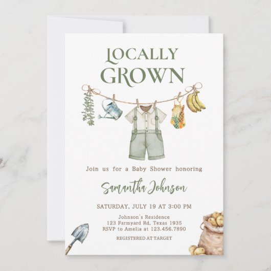 Bauer vor Ort Grown Baby Shower Einladung (Vorderseite)