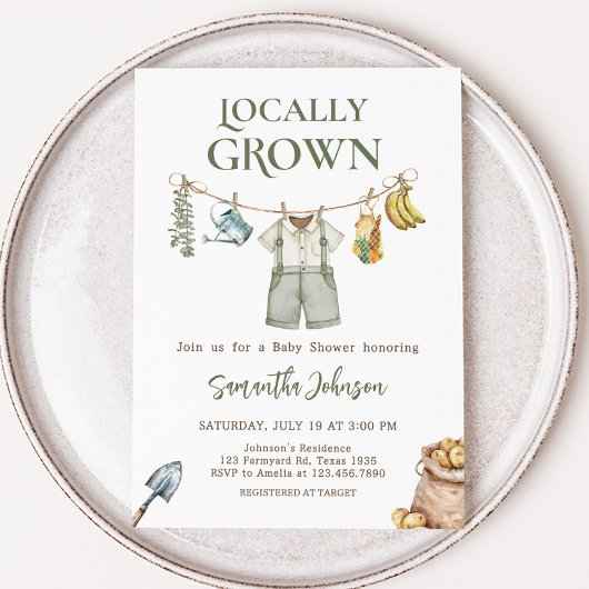 Bauer vor Ort Grown Baby Shower Einladung