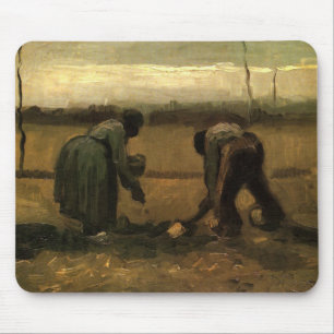 Bäuerin beim Kartoffelpflanzen von Vincent van Gog Mousepad