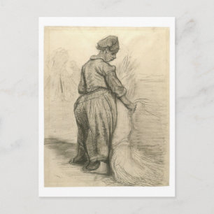 Bäuerin bindet Garbe, Vincent van Gogh Postkarte