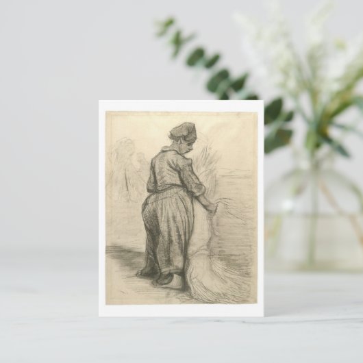 Bäuerinnen Binding Sheaf, Vincent van Gogh Postkarte (Stehend Vorderseite)